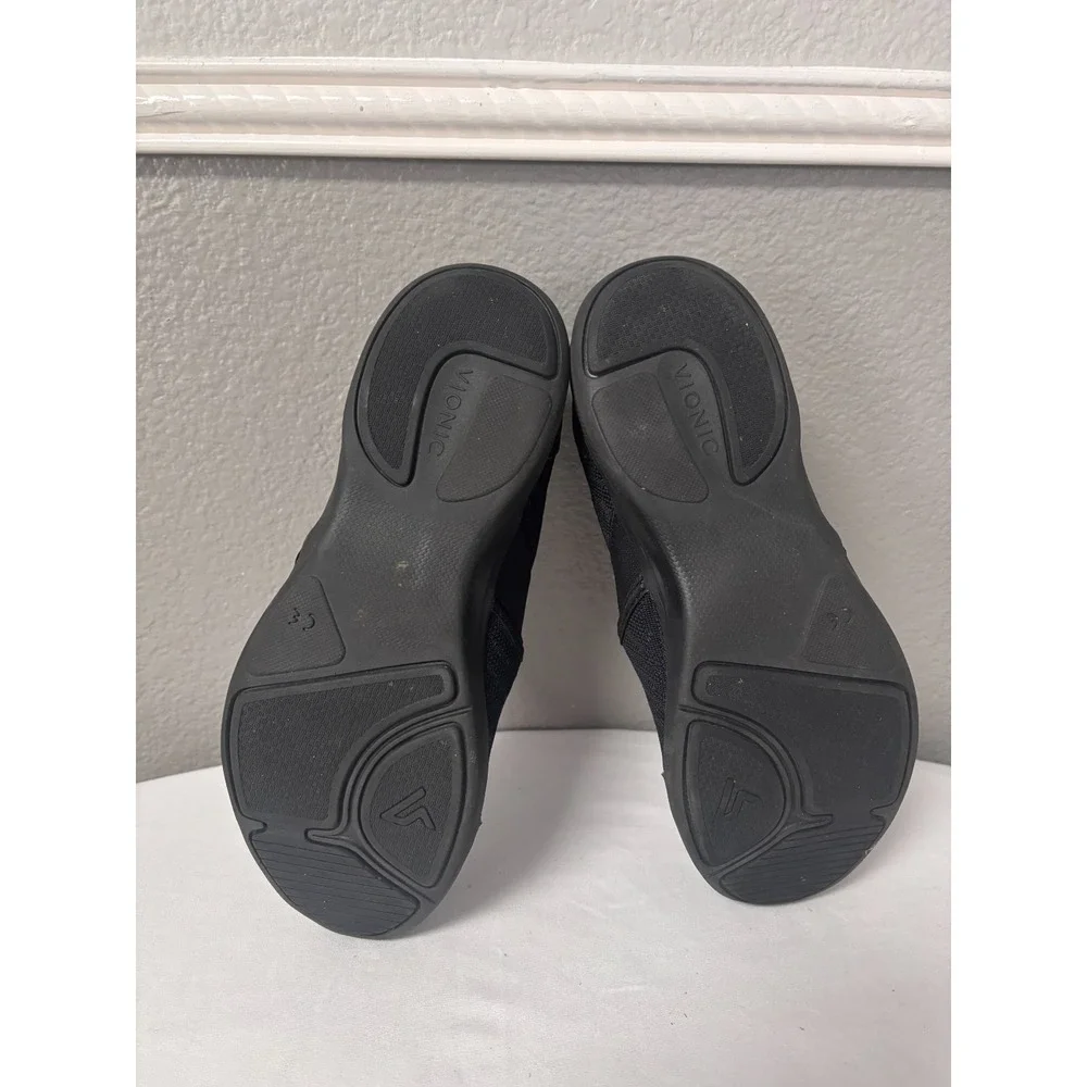 Vionic Womens 7.5 Sky Roza Slip On Sneaker Blk Navy Knit Orthotic Walking Shoes